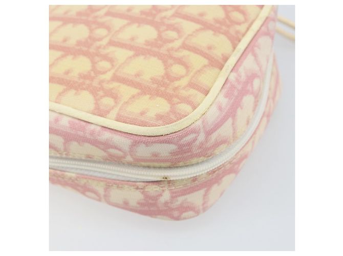 Christian Dior Trotter Canvas Pouch PVC Rosa Silber Auth ti3758 - Ansicht 11
