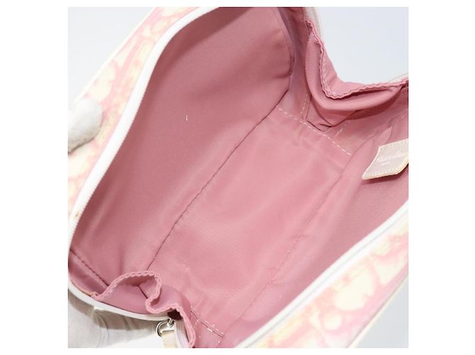 Christian Dior Trotter Canvas Pouch PVC Rosa Silber Auth ti3758 - Ansicht 14