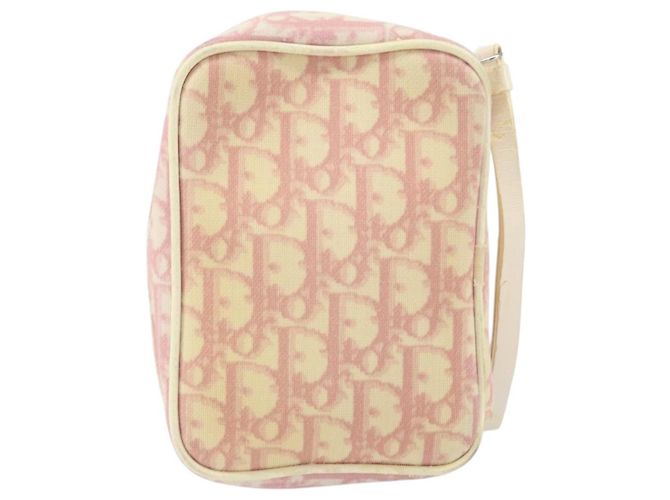 Christian Dior Trotter Canvas Pouch PVC Rosa Silber Auth ti3758 - Ansicht 3