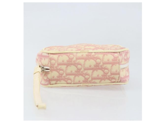 Christian Dior Trotter Canvas Pouch PVC Rosa Silber Auth ti3758 - Ansicht 5