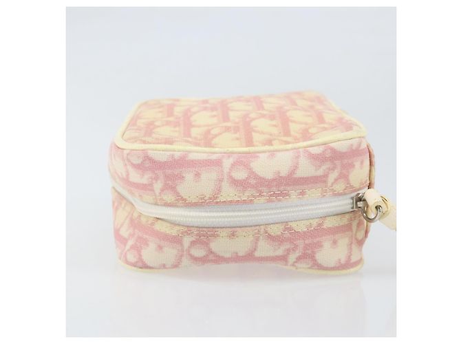Christian Dior Trotter Canvas Pouch PVC Rosa Silber Auth ti3758 - Ansicht 6