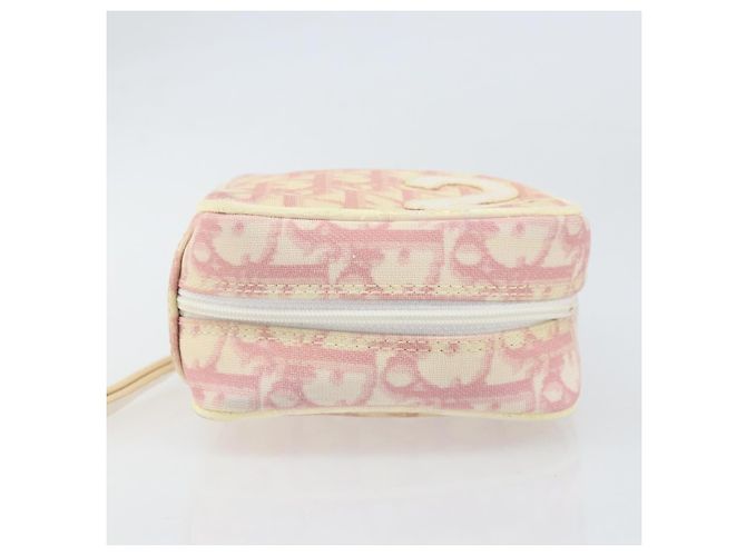 Christian Dior Trotter Canvas Pouch PVC Rosa Silber Auth ti3758 - Ansicht 7