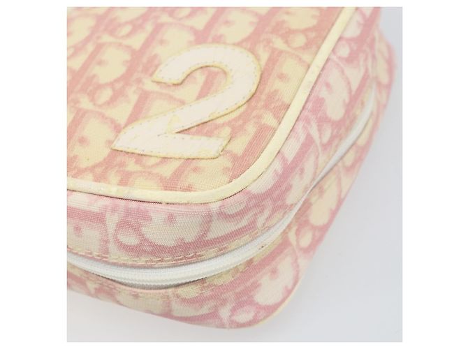 Christian Dior Trotter Canvas Pouch PVC Rosa Silber Auth ti3758 - Ansicht 8