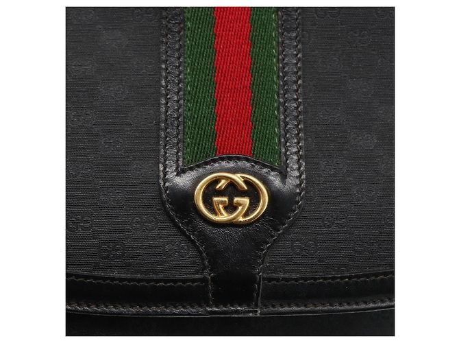 Borsa Sherry Line in PVC nero Micro GG Supreme Web di GUCCI 001 115 0914 Auth 171663 D'oro - vista 14