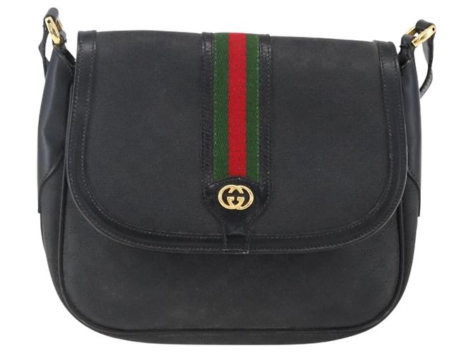 Borsa Sherry Line in PVC nero Micro GG Supreme Web di GUCCI 001 115 0914 Auth 171663 D'oro - vista 2
