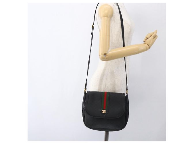 Borsa Sherry Line in PVC nero Micro GG Supreme Web di GUCCI 001 115 0914 Auth 171663 D'oro - vista 23