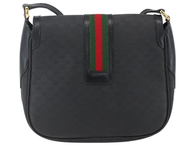Borsa Sherry Line in PVC nero Micro GG Supreme Web di GUCCI 001 115 0914 Auth 171663 D'oro - vista 3