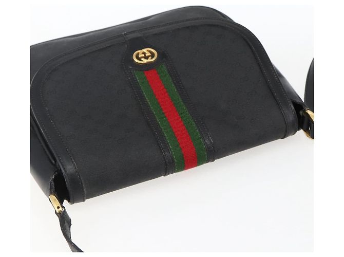 Borsa Sherry Line in PVC nero Micro GG Supreme Web di GUCCI 001 115 0914 Auth 171663 D'oro - vista 6