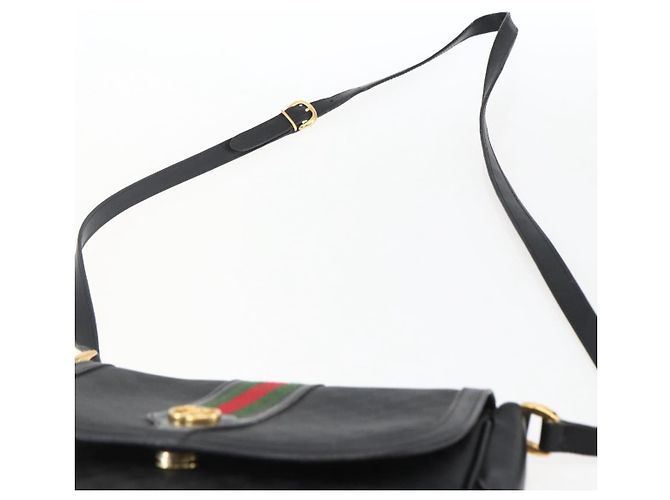 Borsa Sherry Line in PVC nero Micro GG Supreme Web di GUCCI 001 115 0914 Auth 171663 D'oro - vista 8