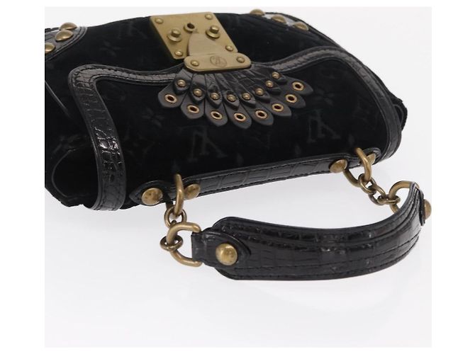 LOUIS VUITTON Borsa a Mano Velours Monogram Irvine Nera M92733 LV Auth 168356SAV Nero Monogramma - vista 6