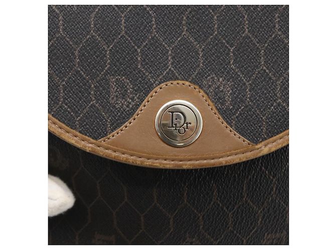 Borsa a spalla in tela a nido d'ape PVC nera e dorata Christian Dior Auth 170912 - vista 14