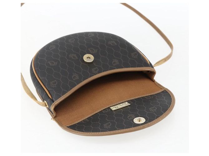 Borsa a spalla in tela a nido d'ape PVC nera e dorata Christian Dior Auth 170912 - vista 15