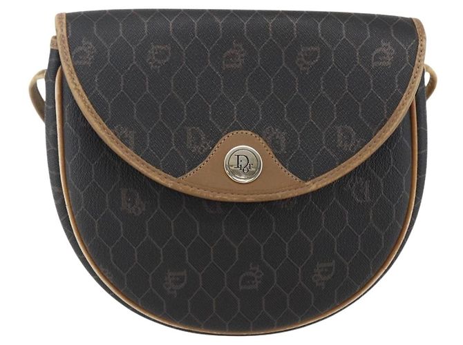 Borsa a spalla in tela a nido d'ape PVC nera e dorata Christian Dior Auth 170912 - vista 2