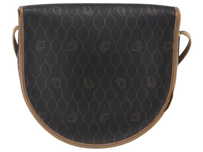 Borsa a spalla in tela a nido d'ape PVC nera e dorata Christian Dior Auth 170912 - vista 3