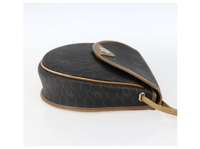Borsa a spalla in tela a nido d'ape PVC nera e dorata Christian Dior Auth 170912 - vista 5