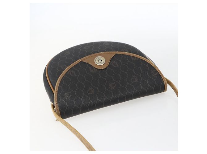 Borsa a spalla in tela a nido d'ape PVC nera e dorata Christian Dior Auth 170912 - vista 6