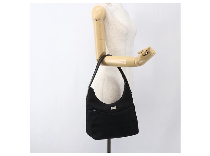 Borsa a mano GUCCI in nylon nero argento 001 3386 Auth bs33224 - vista 23