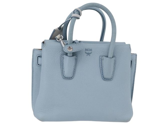 MCM Handtasche aus Leder 2-in-1 hellblau silber authentisch BA10842V - Ansicht 2