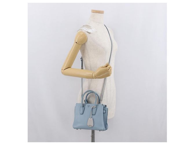 MCM Handtasche aus Leder 2-in-1 hellblau silber authentisch BA10842V - Ansicht 28