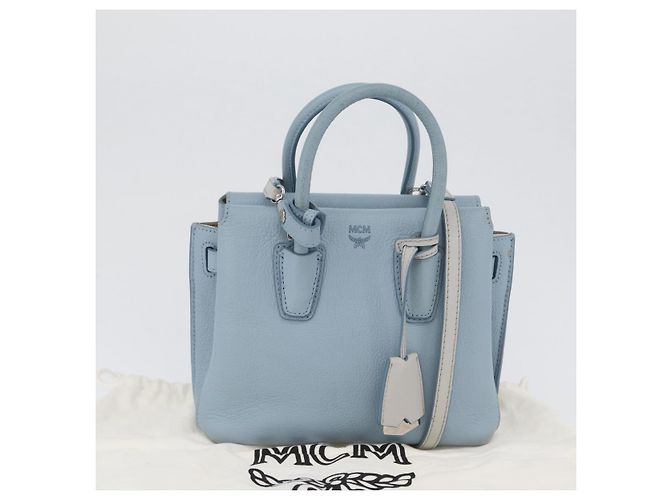 MCM Handtasche aus Leder 2-in-1 hellblau silber authentisch BA10842V - Ansicht 29