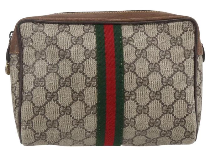 Gucci Borsa GG Supreme Web Sherry Line in PVC Beige Rosso 32 014 3553 Auth ti3666 - vista 2