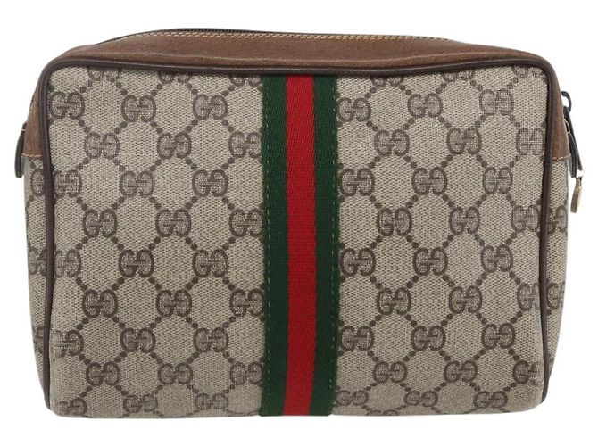 Gucci Borsa GG Supreme Web Sherry Line in PVC Beige Rosso 32 014 3553 Auth ti3666 - vista 3