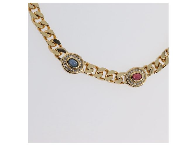 Collana in pietre colorate e strass Christian Dior metallo 2 pezzi Oro Auth am10776V - vista 3