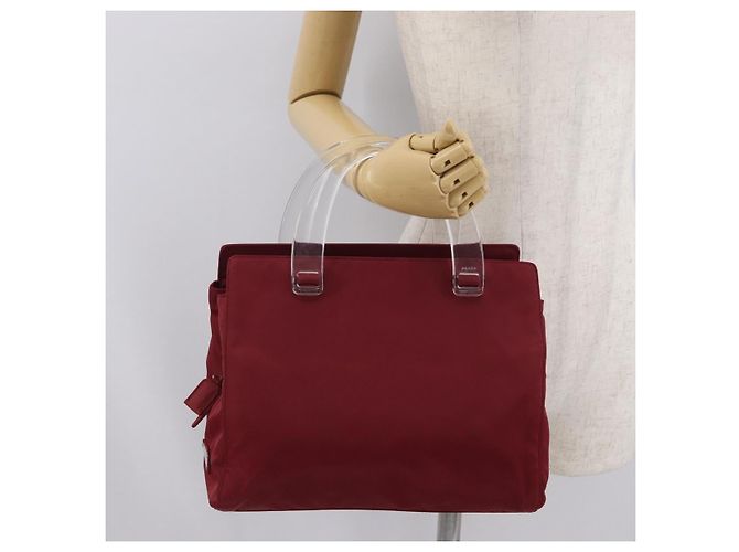 PRADA Hand Bag Nylon Red Auth ti3669 - view 27