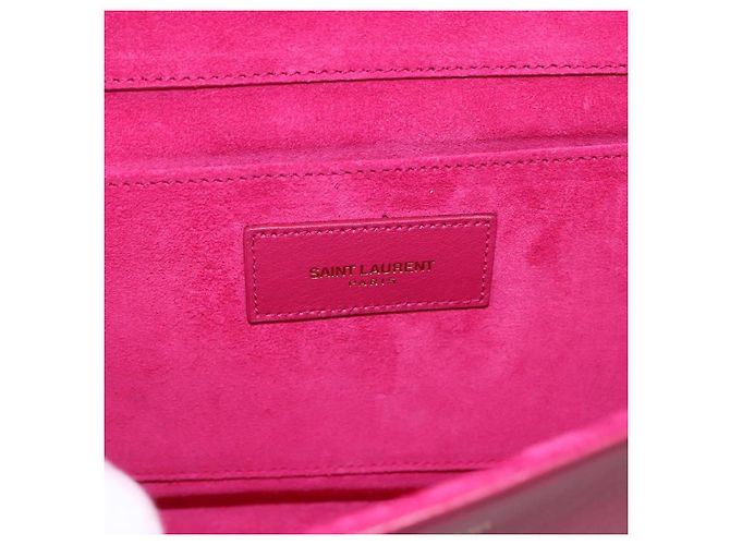 Borsa Clutch Y Line in pelle rosa e oro SAINT LAURENT 311213 Auth 170902 D'oro - vista 12