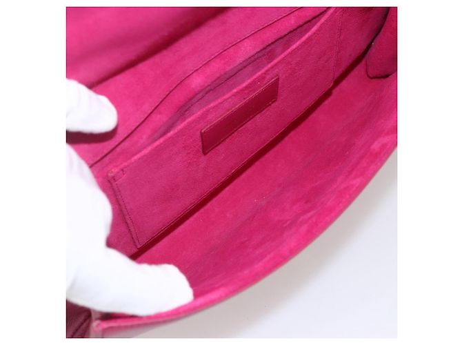 Borsa Clutch Y Line in pelle rosa e oro SAINT LAURENT 311213 Auth 170902 D'oro - vista 13
