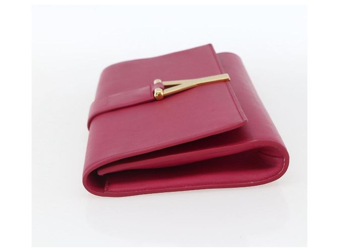 Borsa Clutch Y Line in pelle rosa e oro SAINT LAURENT 311213 Auth 170902 D'oro - vista 4