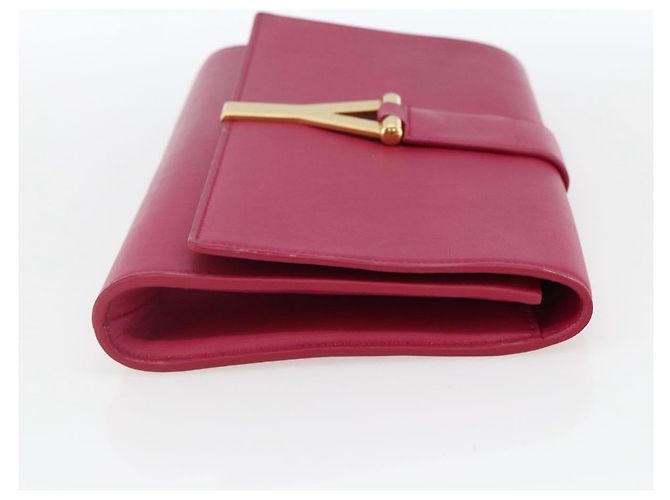 Borsa Clutch Y Line in pelle rosa e oro SAINT LAURENT 311213 Auth 170902 D'oro - vista 5