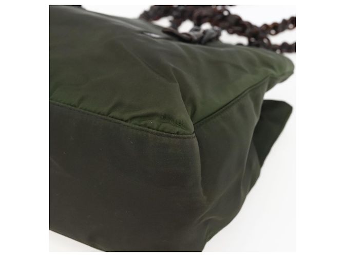 Borsa a Spalla PRADA in Nylon, Plastica e Pelle Khaki Auth ti3739 Cachi - vista 10