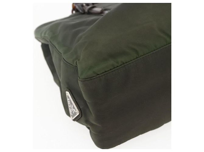 Borsa a Spalla PRADA in Nylon, Plastica e Pelle Khaki Auth ti3739 Cachi - vista 11
