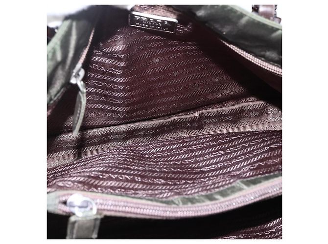 Borsa a Spalla PRADA in Nylon, Plastica e Pelle Khaki Auth ti3739 Cachi - vista 16
