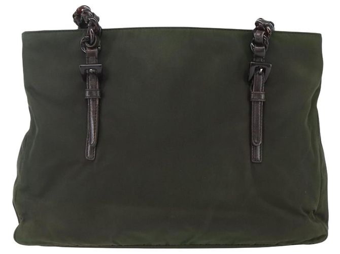 Borsa a Spalla PRADA in Nylon, Plastica e Pelle Khaki Auth ti3739 Cachi - vista 2