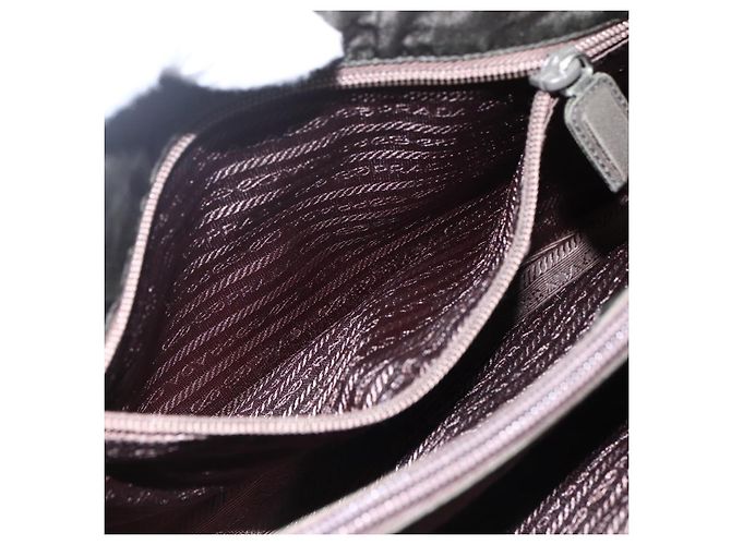 Borsa a Spalla PRADA in Nylon, Plastica e Pelle Khaki Auth ti3739 Cachi - vista 20