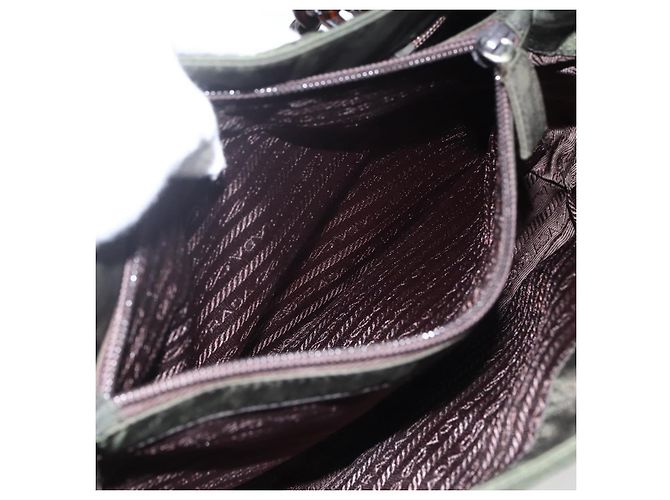Borsa a Spalla PRADA in Nylon, Plastica e Pelle Khaki Auth ti3739 Cachi - vista 21
