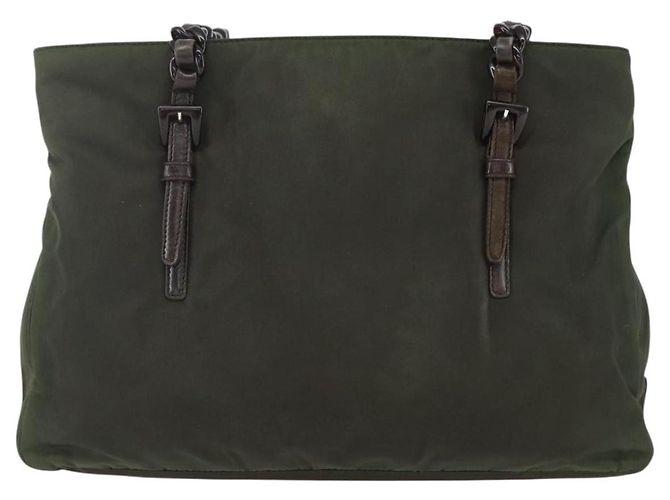 Borsa a Spalla PRADA in Nylon, Plastica e Pelle Khaki Auth ti3739 Cachi - vista 3