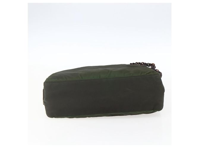 Borsa a Spalla PRADA in Nylon, Plastica e Pelle Khaki Auth ti3739 Cachi - vista 9