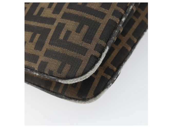 Borsa a spalla Mamma Baguette in tela Zucca FENDI nera e marrone Auth 171933 Nero - vista 13