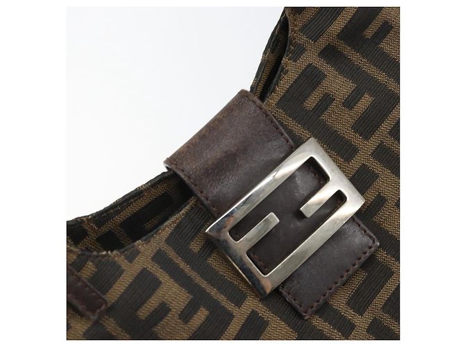 Borsa a spalla Mamma Baguette in tela Zucca FENDI nera e marrone Auth 171933 Nero - vista 15