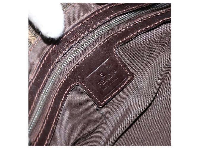 Borsa a spalla Mamma Baguette in tela Zucca FENDI nera e marrone Auth 171933 Nero - vista 17