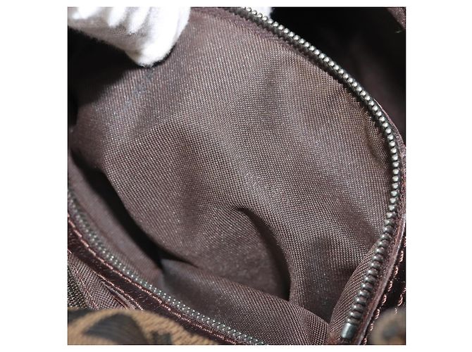 Borsa a spalla Mamma Baguette in tela Zucca FENDI nera e marrone Auth 171933 Nero - vista 23