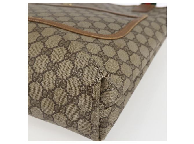 Borsa tote Gucci GG Supreme Web Sherry Line in PVC beige e oro 40 02 003 Auth bs33280 D'oro - vista 10