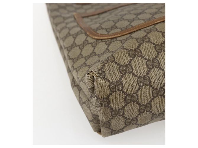 Borsa tote Gucci GG Supreme Web Sherry Line in PVC beige e oro 40 02 003 Auth bs33280 D'oro - vista 11