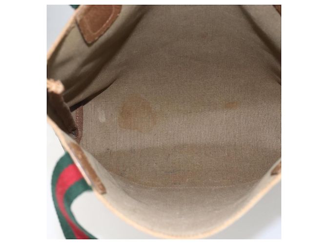 Borsa tote Gucci GG Supreme Web Sherry Line in PVC beige e oro 40 02 003 Auth bs33280 D'oro - vista 16