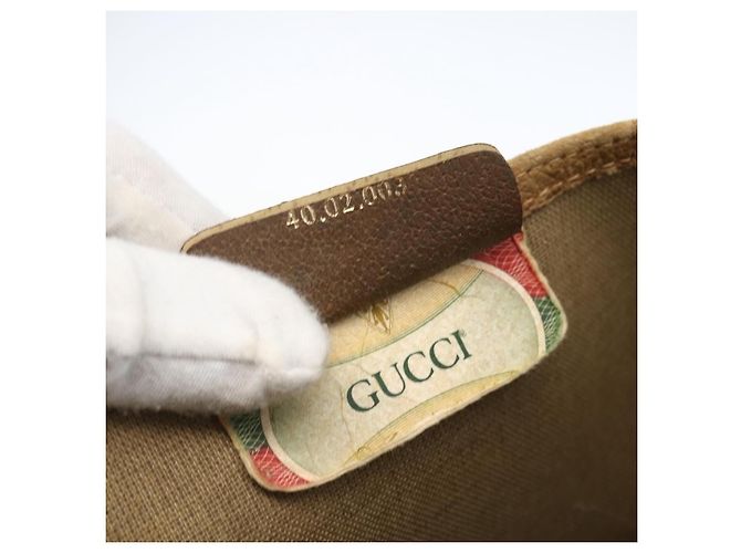 Borsa tote Gucci GG Supreme Web Sherry Line in PVC beige e oro 40 02 003 Auth bs33280 D'oro - vista 20
