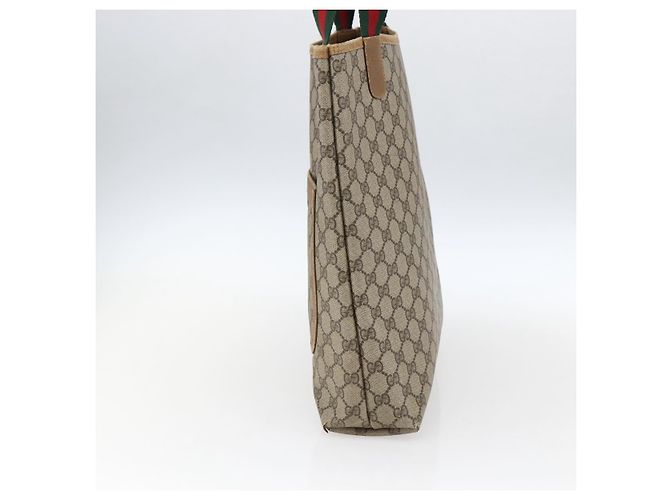 Borsa tote Gucci GG Supreme Web Sherry Line in PVC beige e oro 40 02 003 Auth bs33280 D'oro - vista 5