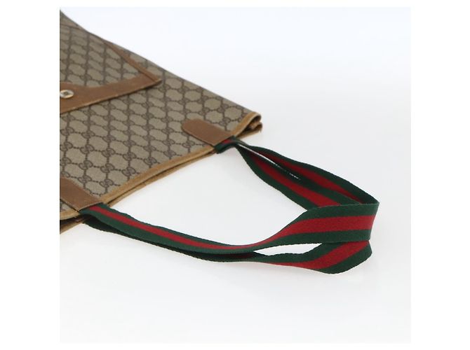 Borsa tote Gucci GG Supreme Web Sherry Line in PVC beige e oro 40 02 003 Auth bs33280 D'oro - vista 7